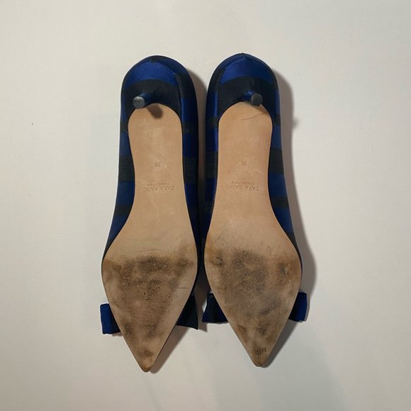 ZARA Kitten Heel with Bow Detail | Women's Size 39 M | Black/Blue - Picture 4 of 4